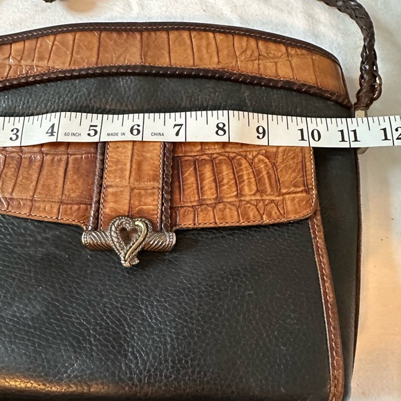 Brighton Leather Shoulder Bag Black Brown - Picture 4 of 11